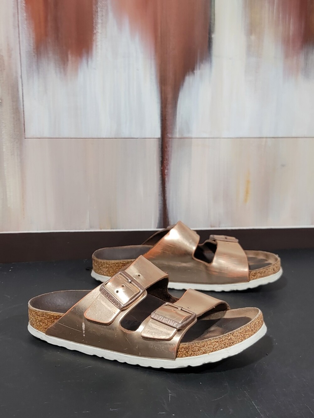Birkenstock Arizona Metallic Soft Footbed Womens Size 38/7 Us